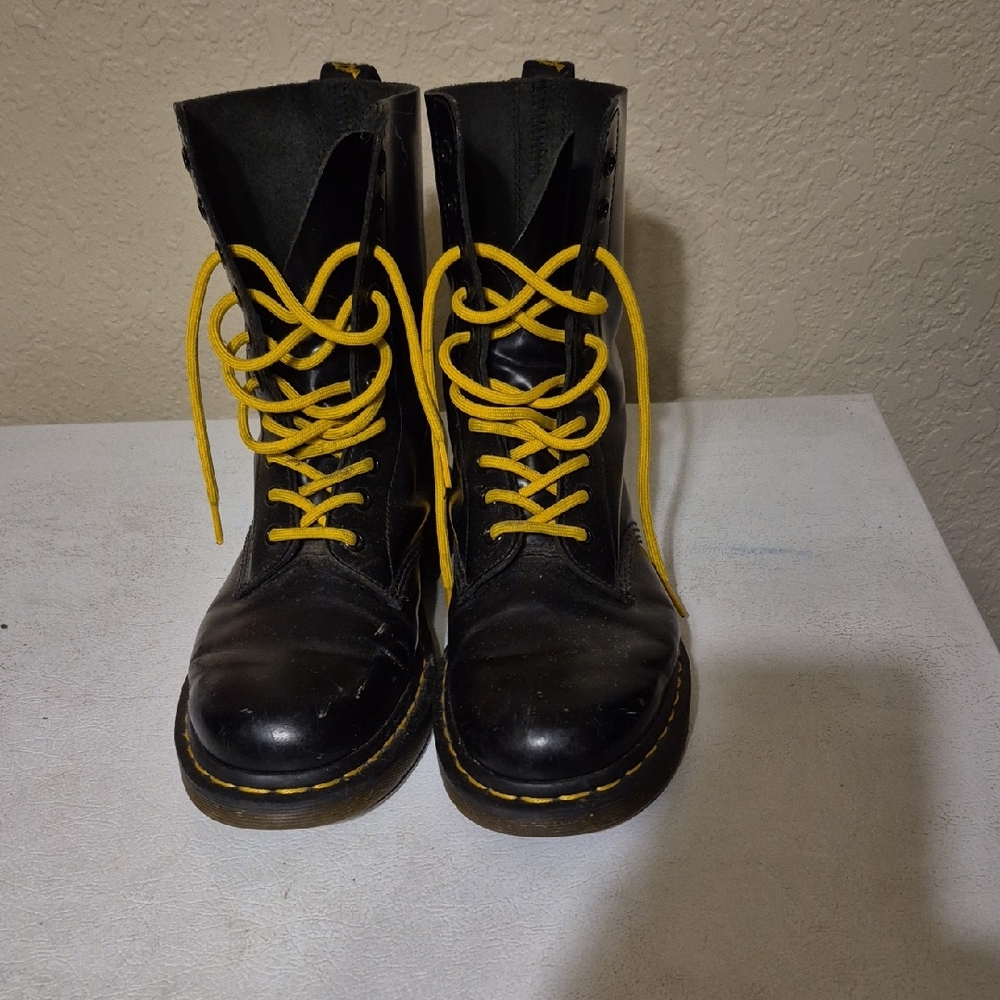 Dr. Martens Black Boots with Yellow Laces